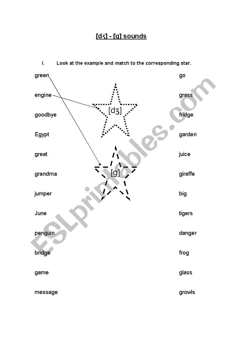 [dʒ] [g] Sounds worksheet